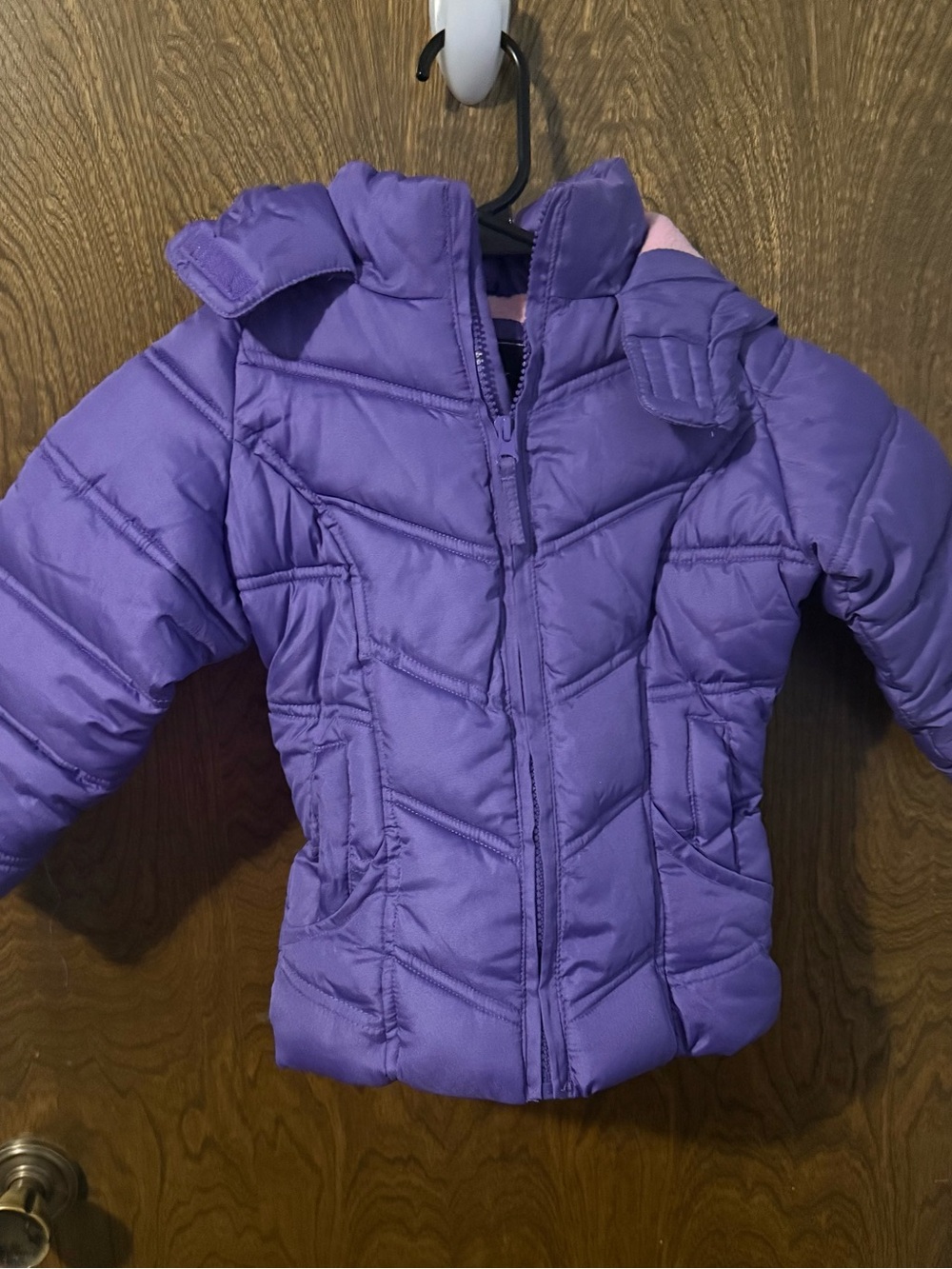 Childrens Hooded Purple Puffer Jacket